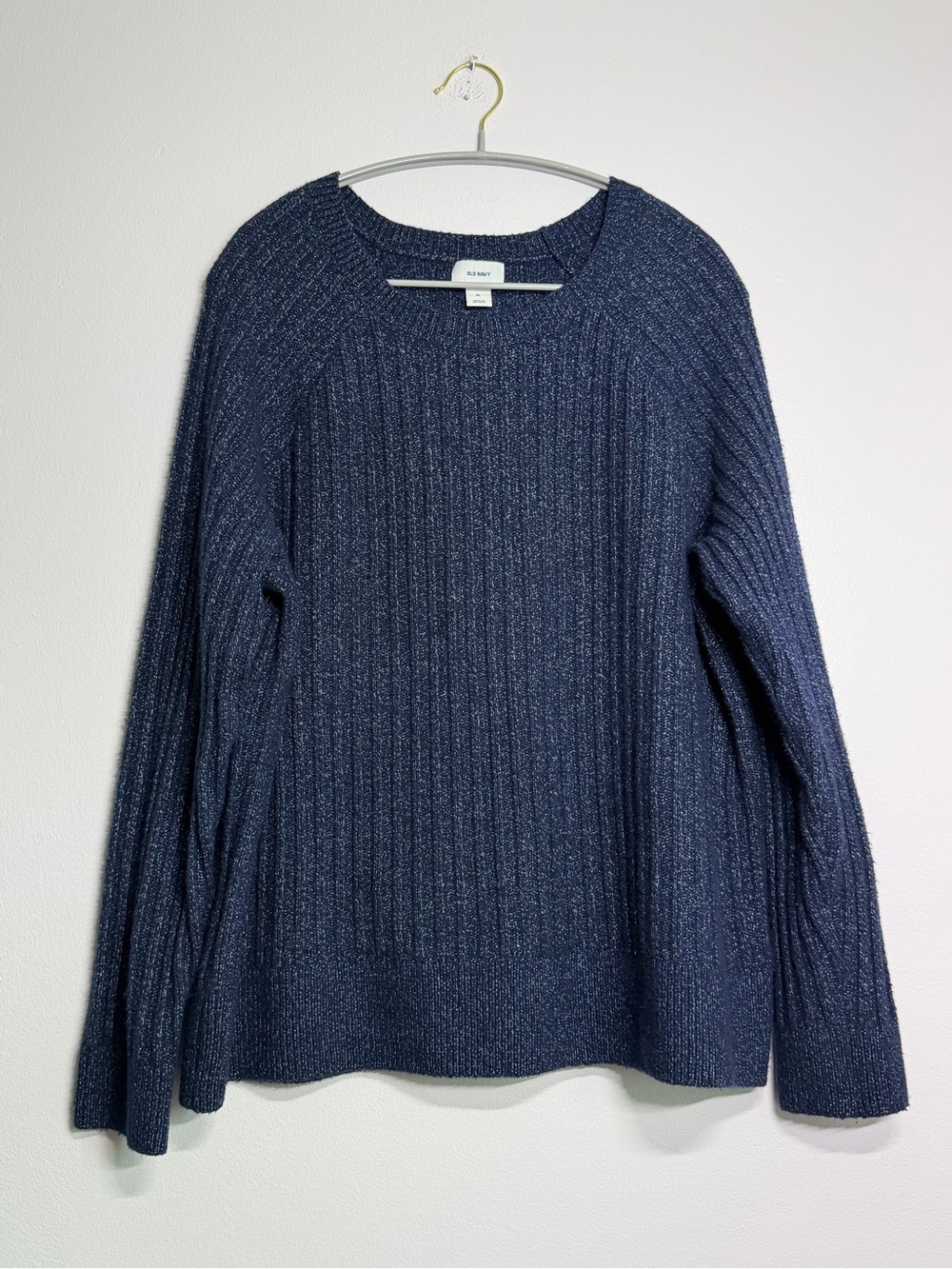 Old Navy Winter Mariner Blue Marl Rib Knit Sweater XL Coastal Preppy